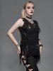 Gothic Grommet Flowers Hollow Out Lace Up Sleeveless Top -  