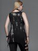 Gothic Grommet Flowers Hollow Out Lace Up Sleeveless Top -  