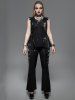 Gothic Grommet Flowers Hollow Out Lace Up Sleeveless Top -  