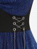 Plus Size Chain Braided Lace Up Tassel Ruched Glitter Jacquard Knitted Corset Long Sleeves Top -  