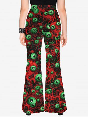 Gothic Octopus Seaweed Eye Printed Short Sleeves T-shirt and Flare Pants Outfit