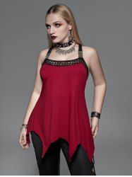 Gothic Hollow Out Panel Chain Crisscross Top -  