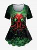 Gothic Octopus Seaweed Eye Printed Short Sleeves T-shirt and Flare Pants Outfit -  