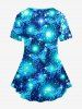Plus Size Galaxy Butterfly Glitter Print T-shirt -  