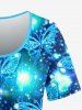 Plus Size Galaxy Butterfly Glitter Print T-shirt -  
