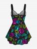 Plus Size Flower Print Cinched Tank Top -  