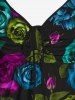 Plus Size Flower Print Cinched Tank Top -  