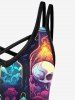 Gothic Skull Bottle Flower Glitter Print Crisscross Cami Dress -  