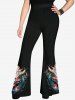 Gothic Dragon Fire Print Flare Pants -  