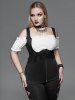 Gothic Frilled Butterfly Lace Panel Zippered Two Tone Cold Shoulder Top -  