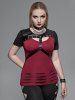 Gothic Grommet PU Leather Strap Ripped Short Sleeve T-Shirt -  