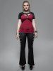 Gothic Grommet PU Leather Strap Ripped Short Sleeve T-Shirt -  