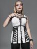 Gothic Lace Trim Ruched Lace-up Tank Top -  