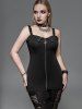 Gothic D-ring Spider Zip Front Grommets Tank Top -  