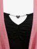 Plus Size Chain Panel Ruched Buckles Textured Ribbed 2 In 1 Sweater -  