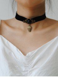 Skull Pendant Faux Pearl Vintage Choker Necklace -  