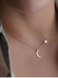 Moon Star Pendant Necklace - d'or 