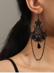 Fashion Lace Floral Crochet Chain Drop Earrings -  