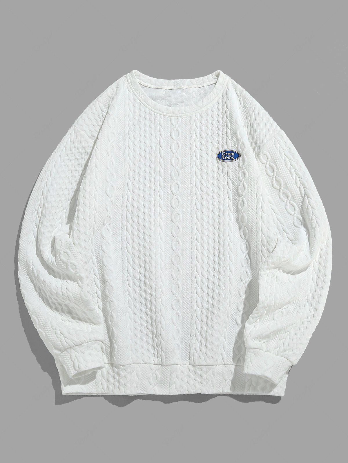 Shop Men's Minimalist Knitted Braided Jacquard Drop-shoulder Sleeves Round Neck Sweatshirt  