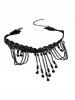 Faux Gem Chain Tassel Lace Necklace -  