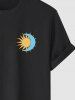 Men's Minimalist Sun and Moon Pattern Short Sleeves Crew Neck T-shirt -  