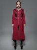 Gothic Plus Size Hooded Lace Up Front Zipper High Low Maxi Coat -  