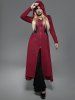 Plus Size Hooded Lace Up Front Zipper High Low Maxi Coat -  