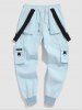 Pantalon Cargo à Bretelle à Pieds de Poutre Design - Ciel Bleu Foncé XL