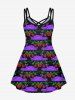 Gothic Floral Eagle Leaf Print Crisscross Cami Dress -  