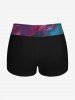 Galaxy Flower Skull Print Boyshorts Tankini Swimsuit -  