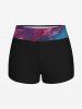 Galaxy Flower Skull Print Boyshorts Tankini Swimsuit -  