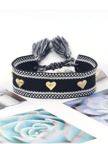 Fashion Heart Shaped Rivet Tassel Tied Crochet Friendship Bracelet - MULTI-A