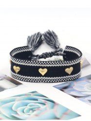 Fashion Heart Shaped Rivet Tassel Tied Crochet Friendship Bracelet -  