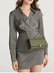 Women's Daily Fashion Rhombus Stitching Metal Decorated Half Chain Shoulder Crossbody Bag -  