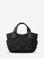 Sac à main convertible à la mode en nylon matelassé à losanges d'hiver pour femmes - Noir 