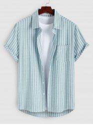 Vertical Striped Pattern Short Sleeves Shirt -  