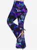 Ruched Rose Glitter Print Cinched Tank Top and Flare Pants Plus Size 70s 80s Outfits -  