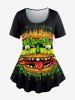 Gothic Ghost Face Hamburger Printed Short Sleeves T-shirt and Flare Pants Outfit -  