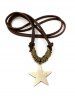 Vintage Faux Leather Pentagram Pendant Necklace -  