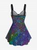 Plus Size Ruched Star Heart Glitter Print Cinched Tank Top -  