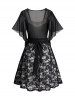 See Thru Mesh Overlay Belted Faux Twinset Mini Dress -  