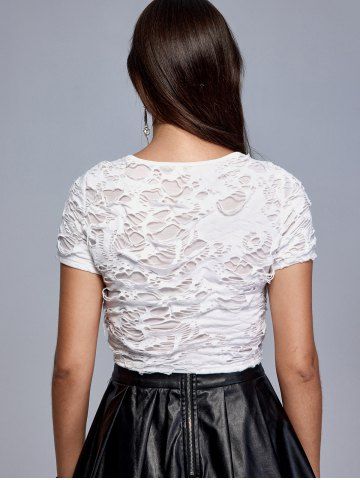 Gothic Ripped Chain Embellish Cutout Crop Top
