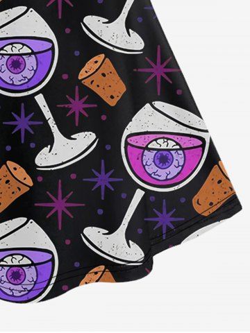 Gothic Wine Glass Eye Star Print Crisscross Cami Dress