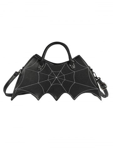 Bat Shaped Retro PU Leather Shoulder Bag - BLACK