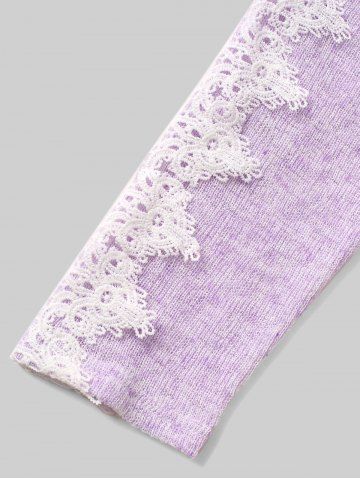 Plus Size Cinched Appliques Lace Chains Crisscross Cold Shoulder Sweater