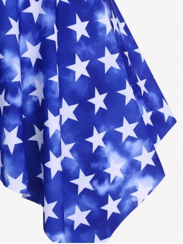 Plus Size Twist Patriotic American Flag Print Skirted 3 Piece Tankini Swimsuit