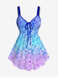 Plus Size Ombre 3D Sparkling Sequin Print Cinched Tank Top -  