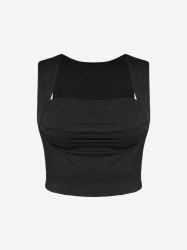 Plus Size Ribbed Ruched Solid Sleeveless Crop Top - 3xl 