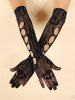 Gothic Floral Fishnet Sparkling Faux Rhinestone Hollow Out Long Gloves -  