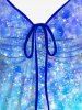 Plus Size Ombre 3D Sparkling Sequin Print Cinched Tank Top -  